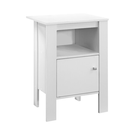 Monarch Specialties Accent Table - White Night Stand With Storage I 2137